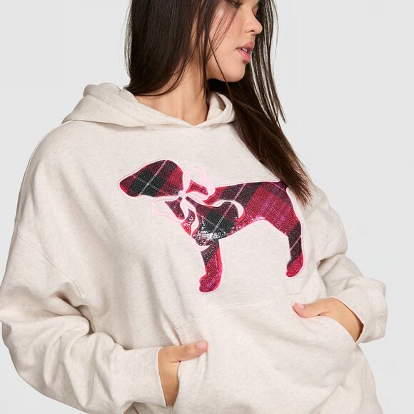 PINK x LoveShackFancy Oversized Hoodie Sweatshirt NWT, Medium - Picture 2 of 4